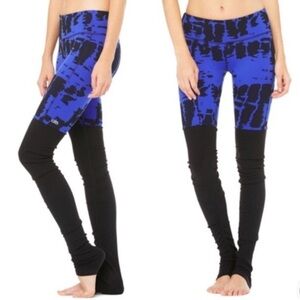 ALO Yoga Goddess Ribbed Legging Blue Black Tie Dye Size Small